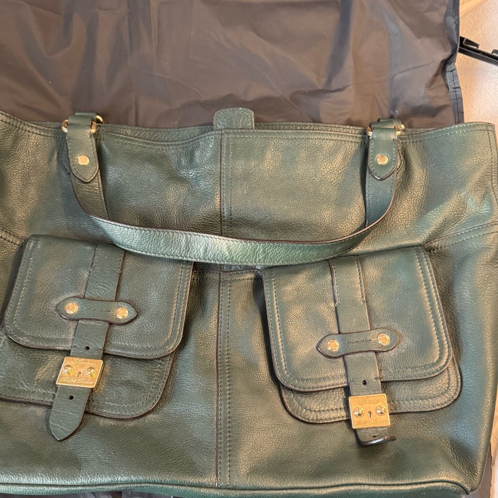 Ralph Lauren Dark Green Leather Shoulder Bag